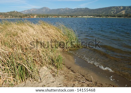 Alpine lake landscape; Big Bear Lake, California