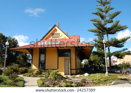 CARLSBAD, CA - JANUARY 26: Old Santa Fe Depot; built 1907. Served as telegraph office, post office, Well Fargo Express Office, general store. Closed 1960. As of Jan. 26, 2009, it is now home of the local Visitor\'s Information Center.