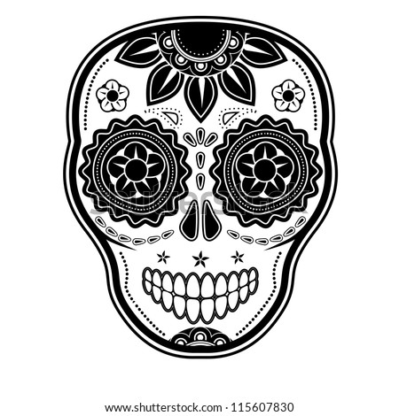 Day Of The Dead Sugar Skull Stock Vector Illustration 115607830 ...