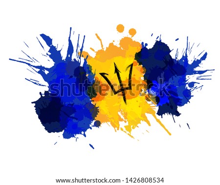 Flag of Barbados made of colorful splashes