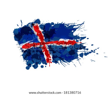 Flag of Iceland made of colorful splashes