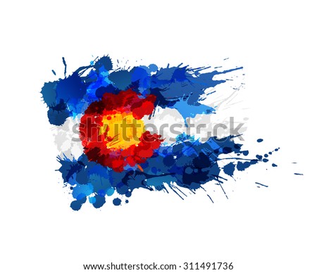 Flag of Colorado made of colorful splashes 