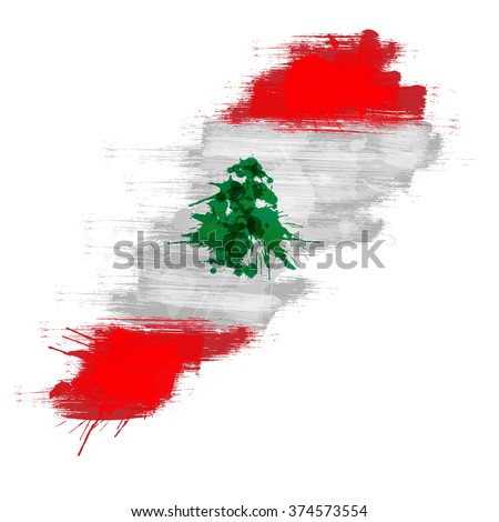 Grunge map of Lebanon with Lebanese flag