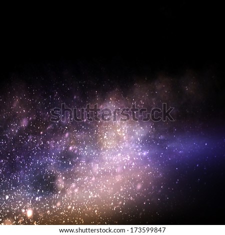 Abstract painted fuzzy background with falling sparkles lighting effect and pink and lilac light flashes
