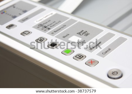 All-in-one printer, scanner, copier. Control view close-up.