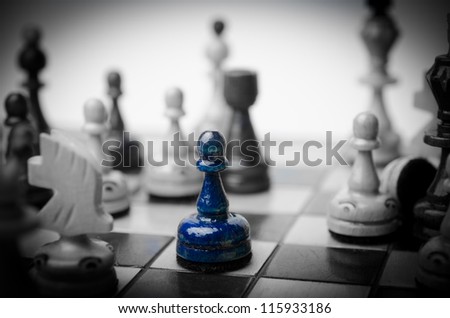 Chess. Alone piece - business concept of lonely worker