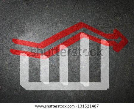 Chalk drawing of an increase in the stock market. The economic concept of depression.