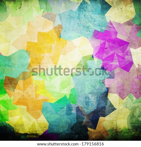 Colorful scratched vintage background with irregular pattern figures