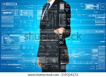 the businessman is presenting the business graphs and diagrams