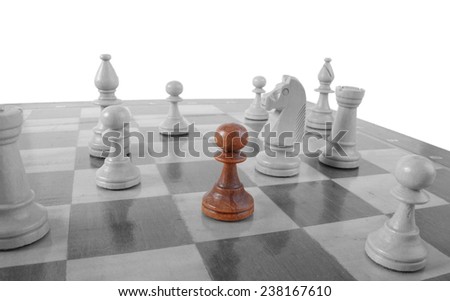 Chess. Alone piece - business concept of lonely worker, new worker, new situation in life