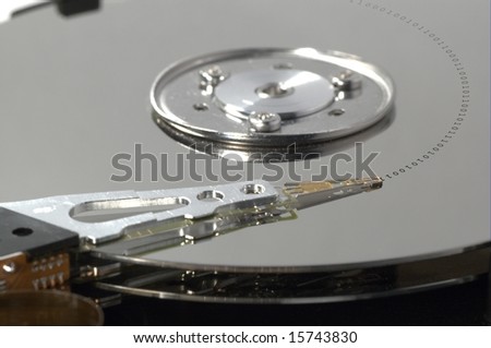 Close-up of data written to a hard drive