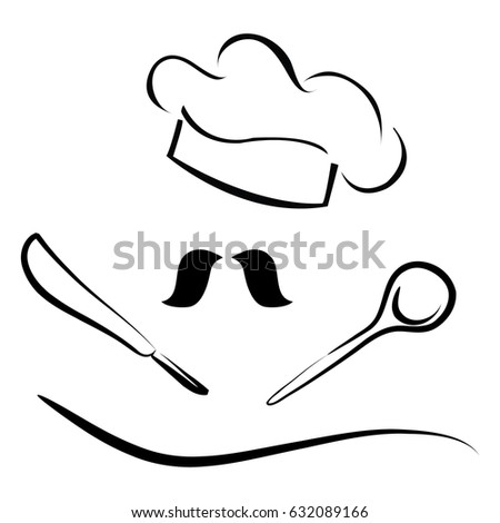 Abstract Chef's Hat with knife and ladle