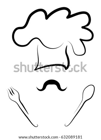 Abstract Chef's Hat with knife and spoon