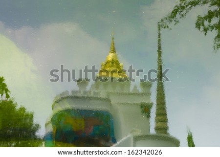 Shadow in the water of architecture at Wat Pho temple in Bangkok,Thailand