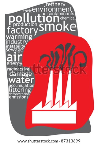 Industrial pollution illustration with keywords and abstract illustration Imagine de stoc © 