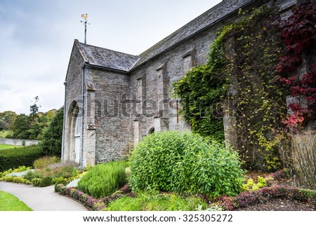 Buckland Monachorum, United Kingdom - October 8, 2015: Buckland Abbey, Garden and Estate, a National Trust property in Devon and former home to Sir Francis Drake and Cistercian monks.