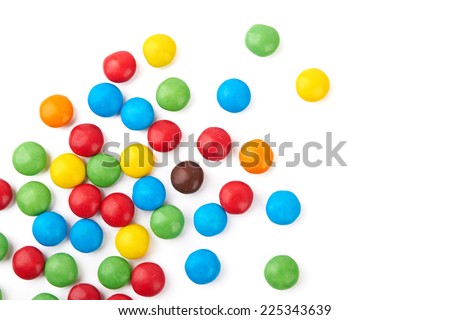 colorful chocolate buttons on a white background Imagine de stoc © 
