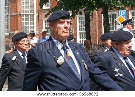 THE HAGUE, HOLLAND - JUNE 26: World War II Veterans in the annual parade on Veterans Day on June 26, 2010 in The Hague, Holland.