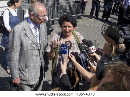 THE HAGUE, HOLLAND - MAY 27: International TV crews in front of the Yugoslavia Tribunal in The Hague, Holland, on May 27, 2011 where Serbian ex-general Mladic is prosecuted for war crimes