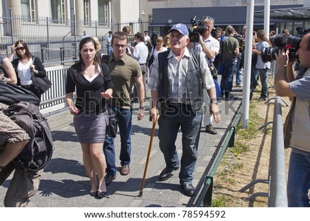 THE HAGUE, HOLLAND - MAY 27: International TV crews and witness at the Yugoslavia Tribunal in The Hague, Holland, on May 27, 2011 where Serbian ex-general Mladic is prosecuted for war crimes