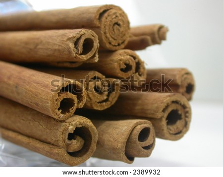close-up view of a cinnamon sticks