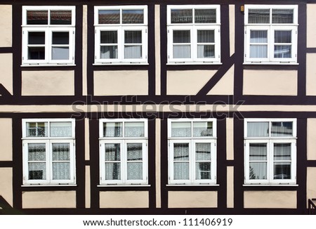 Windows of old timber framing house