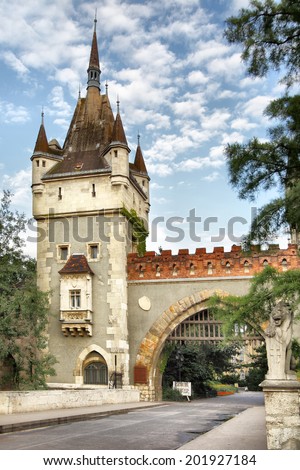 Gate of Vajdahunyad castle in Budapest, Hungary