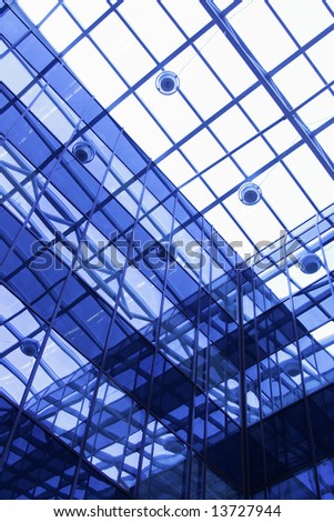 Transparent ceiling of office building, may be used as background