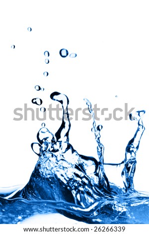 Water splash macro isolated over white background