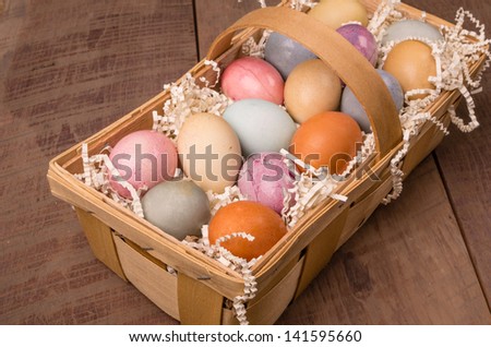 Colorful Easter eggs dyed with natural dyes