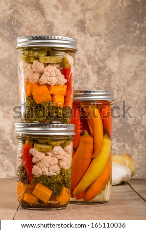 Pickled mixed vegetables from home canning