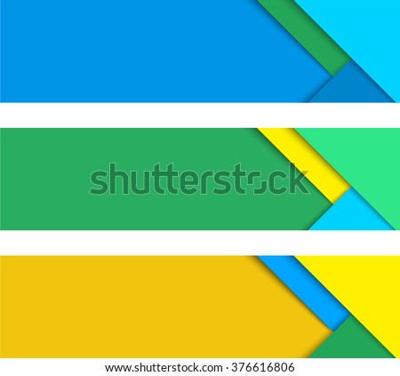Simple colorful horizontal vector banners in a material design style