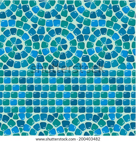 Seamless mosaic pattern - Blue ceramic tile - classical geometric ornament. Ready to use as swatch, Raster version