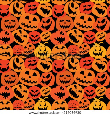 halloween seamless pattern with pumpkins faces different emotions