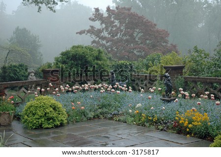 Formal Garden in Mist