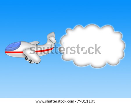 plane and banner-cloud on the blue background
