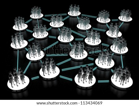 Human Network Connection on Black Surface with clipping path