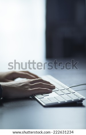 Businesswoman typing at computer
