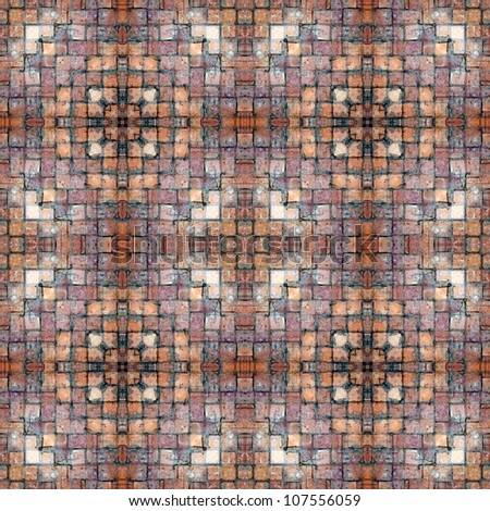 Seamless brick pattern, aged floor tiles to use as wallpaper, surface texture, web page background