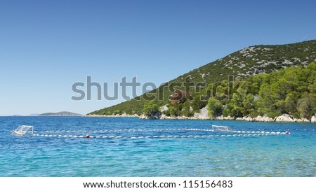 Water polo goals, natural playground at sea, Croatia Dalmatia Tribunj