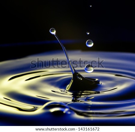 Water drops macro, clean fresh liquid dark design