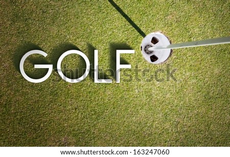 Golf course design background with photography and typography