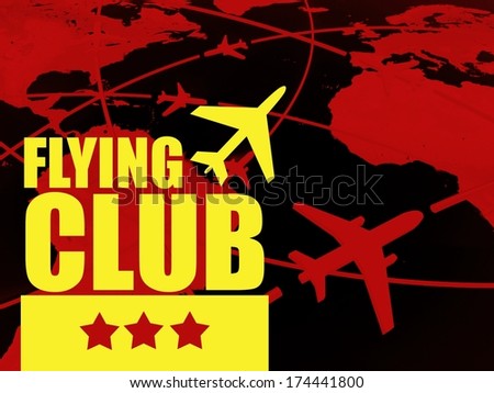 Flying club travel concept, airlines on world map