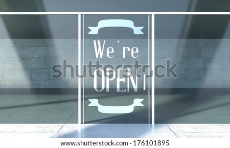 We're open sign on shopfront door