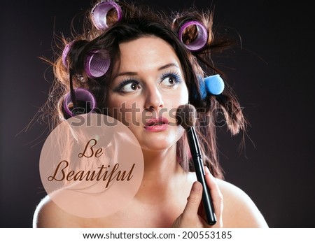 Be beautiful quote, woman and makeup