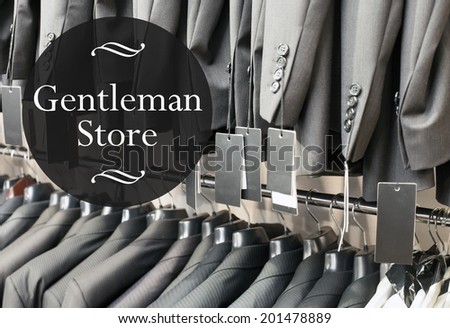 Gentleman store, suits jacket on hangers