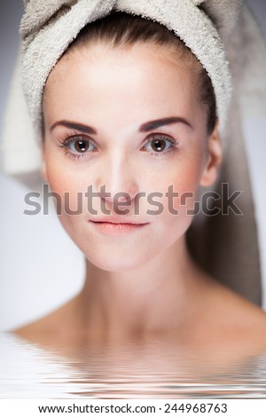 Skin care and healthy face, spa woman during bath