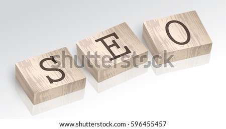 Word SEO composed from alphabet blocks, vector illustration