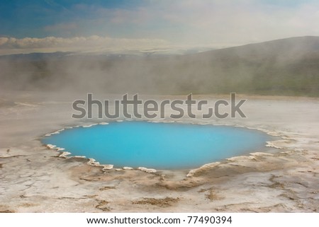 Geothermal activity with hot springs, Iceland