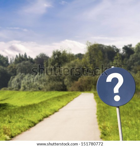 Lost concept with sign and bike road in nature